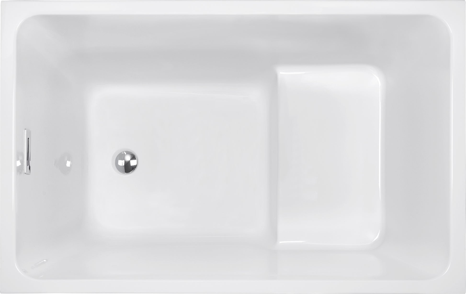 47" Acrylic Freestanding Bathtub with seat: Spacious rectangle Shape, Gloss White Finish, Chrome Overflow & Pop-Up Drain CUPC Certificate image 8