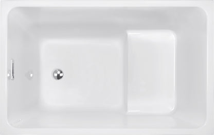 47" Acrylic Freestanding Bathtub with seat: Spacious rectangle Shape, Gloss White Finish, Chrome Overflow & Pop-Up Drain CUPC Certificate image 8