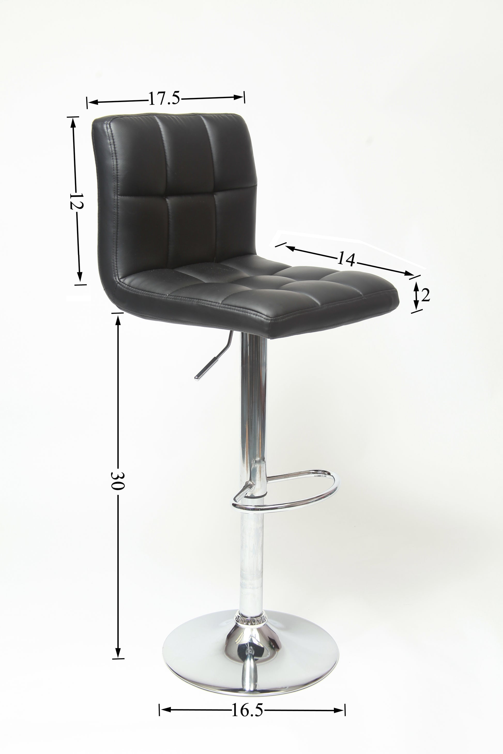 Swivel Faux Leather Adjustable Hydraulic Bar Stool, Set of 2, Gray image 6