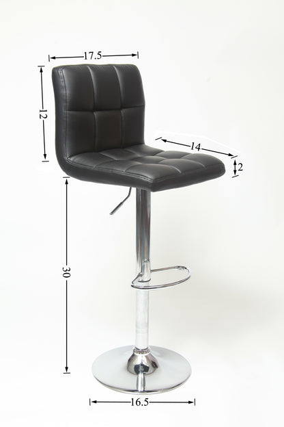 Swivel Faux Leather Adjustable Hydraulic Bar Stool, Set of 2, Gray image 6