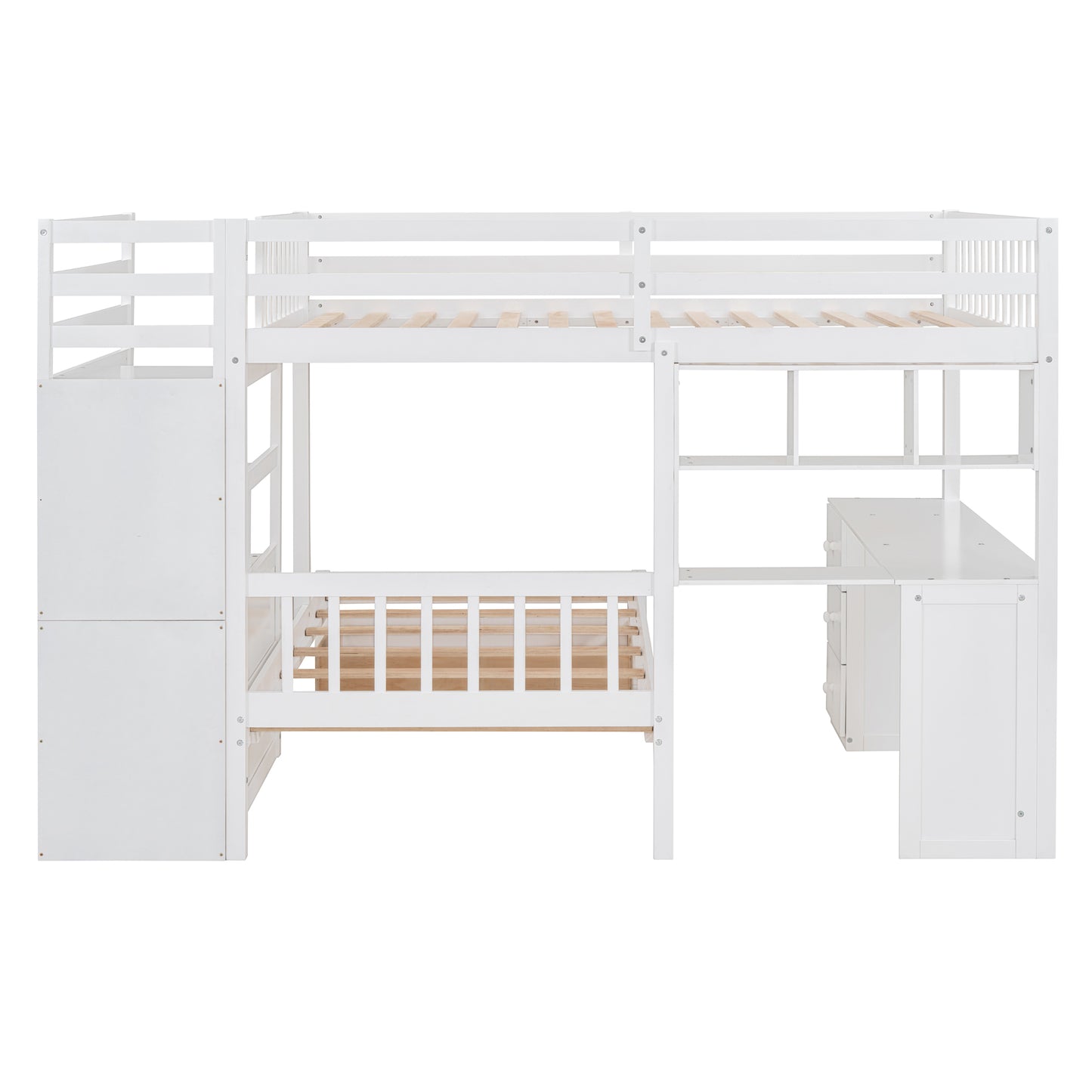 Full Over Twin Bunk Bed with Desk, Drawers and Shelves, White(OLD SKU:LT001605AAK-1) image 11