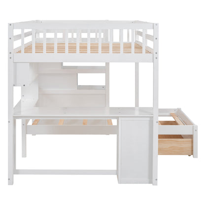 Full Over Twin Bunk Bed with Desk, Drawers and Shelves, White(OLD SKU:LT001605AAK-1) image 12