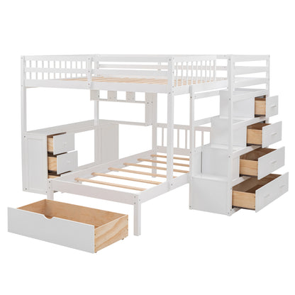 Full Over Twin Bunk Bed with Desk, Drawers and Shelves, White(OLD SKU:LT001605AAK-1) image 3