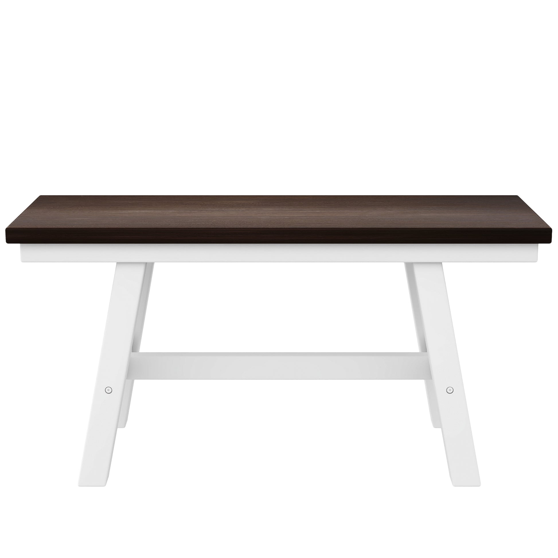 TOPMAX 6-Piece Wood Dining Table Set Kitchen Table Set with Long Bench and 4 Dining Chairs, Farmhouse Style, Espresso+White(old sku:SP000256) image 12