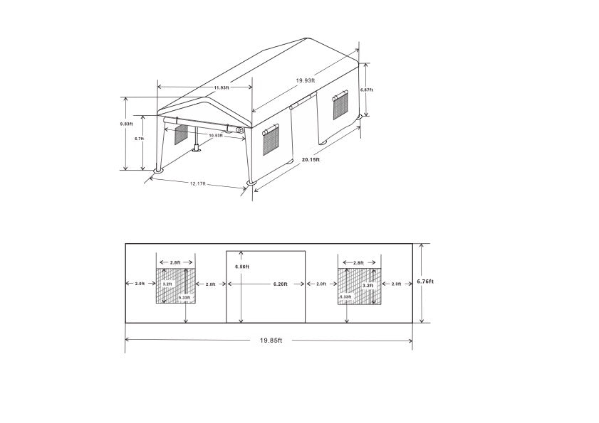 12x20 feet party tent heavy duty outdoor portable garage ventilated canopy carports car shelter image 8