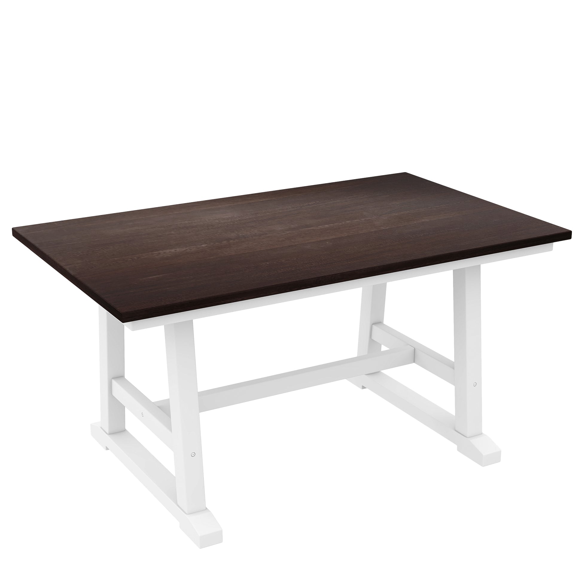 TOPMAX 6-Piece Wood Dining Table Set Kitchen Table Set with Long Bench and 4 Dining Chairs, Farmhouse Style, Espresso+White(old sku:SP000256) image 10