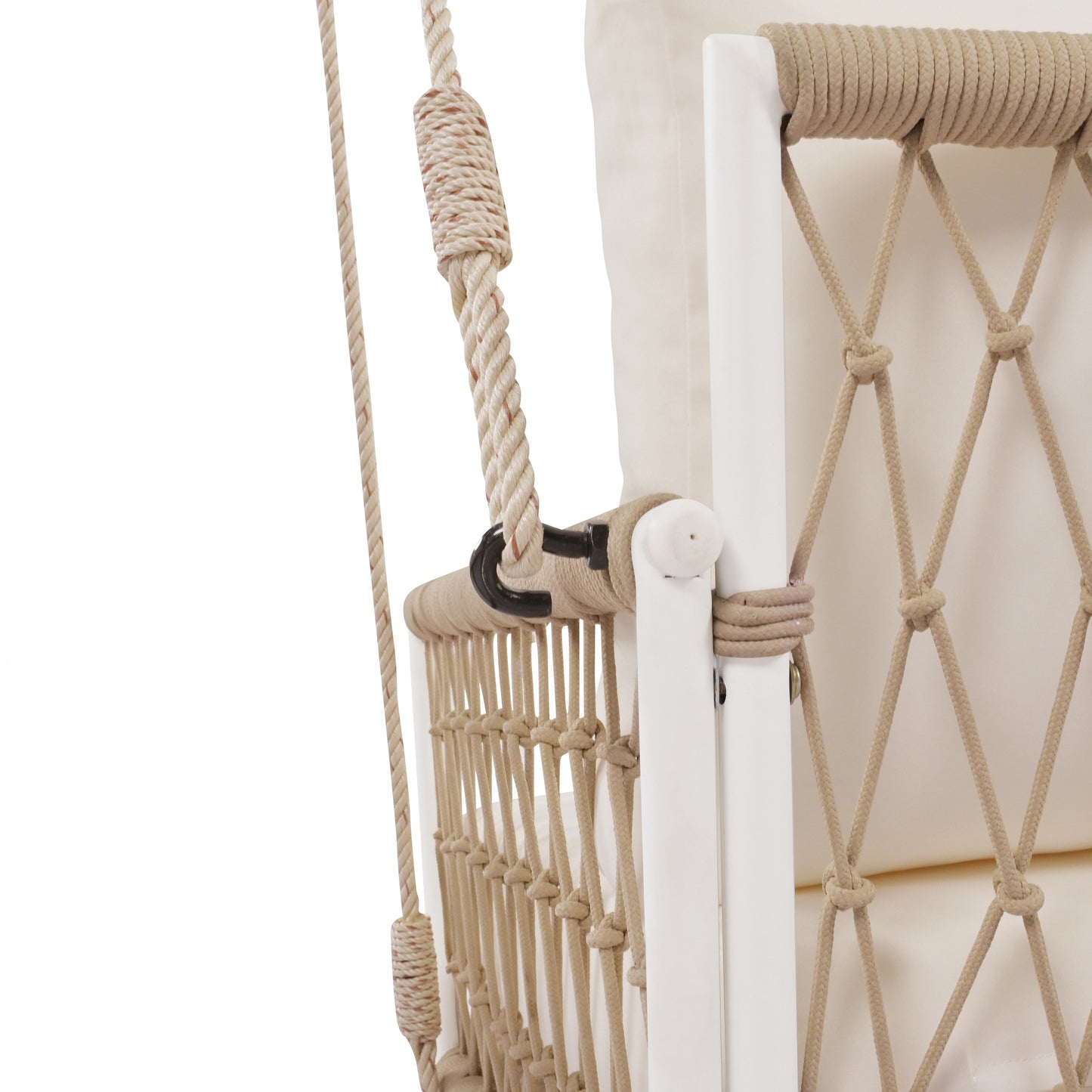 TREXM 1-Piece Woven Rope Outdoor Swing Sofa with Soft Cushions Seating 2 for Patio, Courtyard and Balcony (Beige) image 9