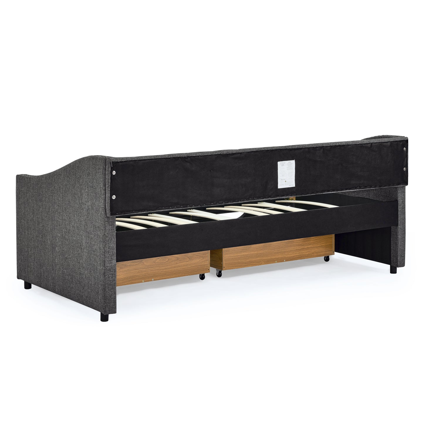 Twin Size Daybed with Drawers Upholstered Tufted Sofa Bed, with Button on Back and Copper Nail on Waved Shape Arms(81.5''x4''x30.5'') image 9