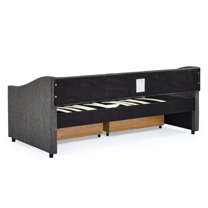 Twin Size Daybed with Drawers Upholstered Tufted Sofa Bed, with Button on Back and Copper Nail on Waved Shape Arms(81.5''x4''x30.5'') image 9