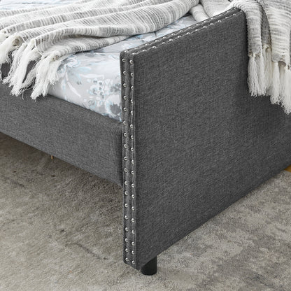 Queen Size Daybed with Drawers Upholstered Tufted Sofa Bed,with Button on Back and Copper Nail on Waved Shape Arms(84.5"x63.5"x26.5") (OLD SKU: W1413S00034) image 8