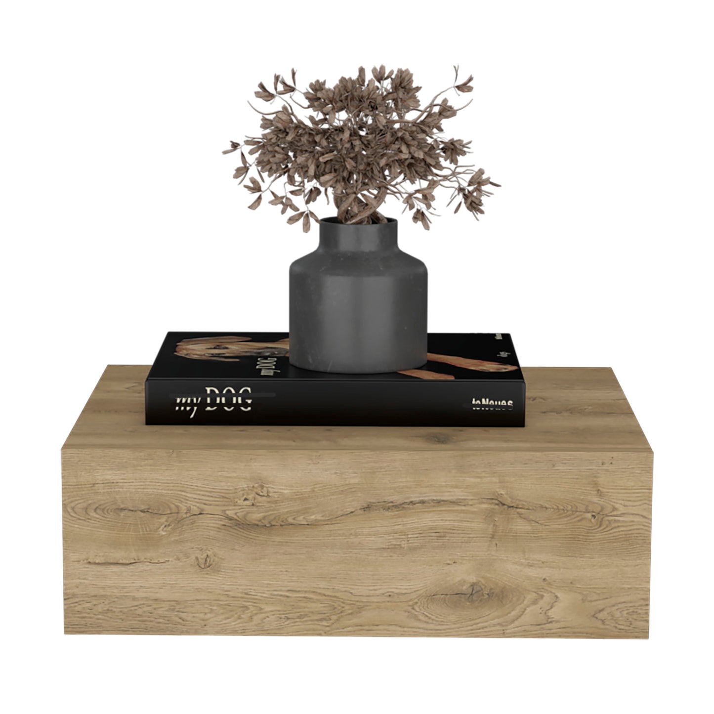 Floating Nightstand 5"H, Modern Wall-Mounted Bedside Shelf with Drawer, Macadamia image 5