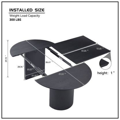 Expandable Dining Table,Solid Top Extending Table Modern Kitchen Table, Leisure Desk for Kitchen Dining Living Room Apartment.BLACK image 9