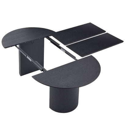 Expandable Dining Table,Solid Top Extending Table Modern Kitchen Table, Leisure Desk for Kitchen Dining Living Room Apartment.BLACK image 4