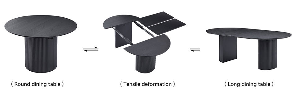 Expandable Dining Table,Solid Top Extending Table Modern Kitchen Table, Leisure Desk for Kitchen Dining Living Room Apartment.BLACK image 7