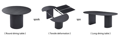 Expandable Dining Table,Solid Top Extending Table Modern Kitchen Table, Leisure Desk for Kitchen Dining Living Room Apartment.BLACK image 7