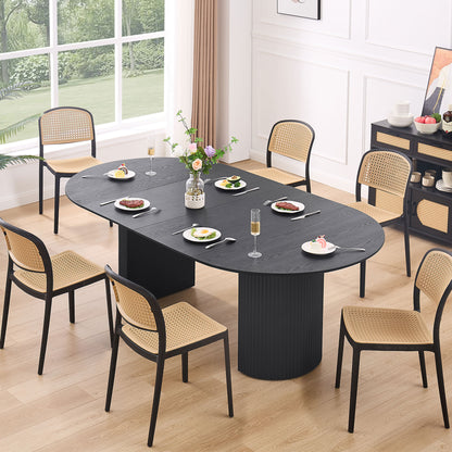 Expandable Dining Table,Solid Top Extending Table Modern Kitchen Table, Leisure Desk for Kitchen Dining Living Room Apartment.BLACK image 5