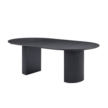 Expandable Dining Table,Solid Top Extending Table Modern Kitchen Table, Leisure Desk for Kitchen Dining Living Room Apartment.BLACK image 1