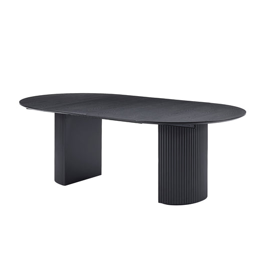 Expandable Dining Table Black MDF - Front View
