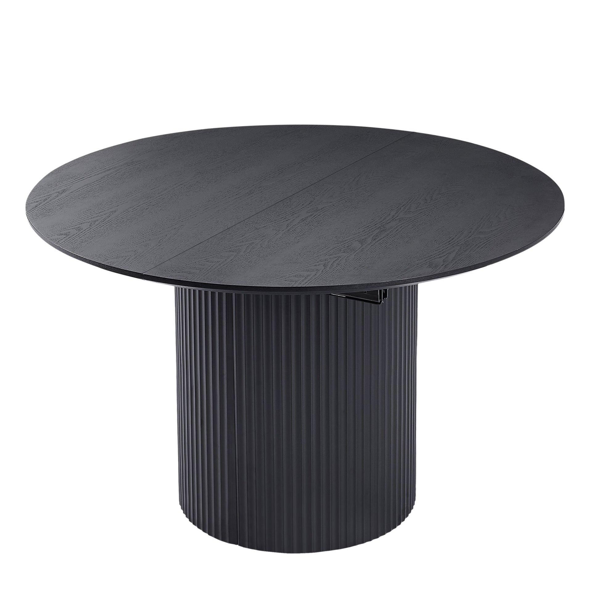 Expandable Dining Table,Solid Top Extending Table Modern Kitchen Table, Leisure Desk for Kitchen Dining Living Room Apartment.BLACK image 2