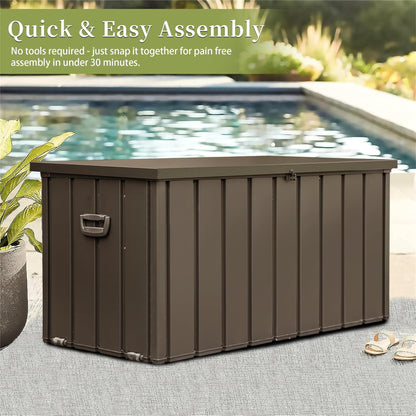 200 Gallon Outdoor Storage Deck Box Waterproof, Large Patio Storage Bin for Outside Cushions, Throw Pillows, Garden Tools, Lockable (Dark Brown) image 6