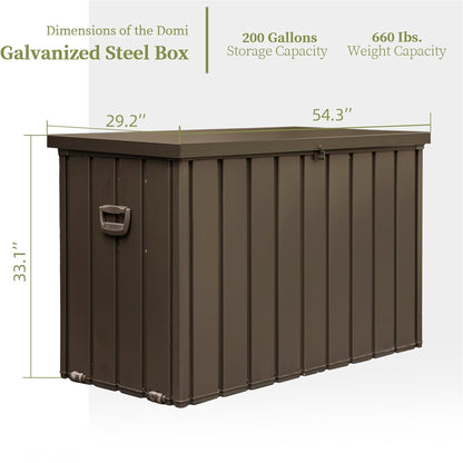 200 Gallon Outdoor Storage Deck Box Waterproof, Large Patio Storage Bin for Outside Cushions, Throw Pillows, Garden Tools, Lockable (Dark Brown) image 7