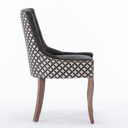 A&A Furniture, Ultra Side Dining Chair, Thickened fabric chairs with neutrally toned solid wood legs, Bronze nail head, Set of 2, Blue image 5