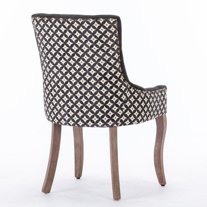 A&A Furniture, Ultra Side Dining Chair, Thickened fabric chairs with neutrally toned solid wood legs, Bronze nail head, Set of 2, Blue image 6