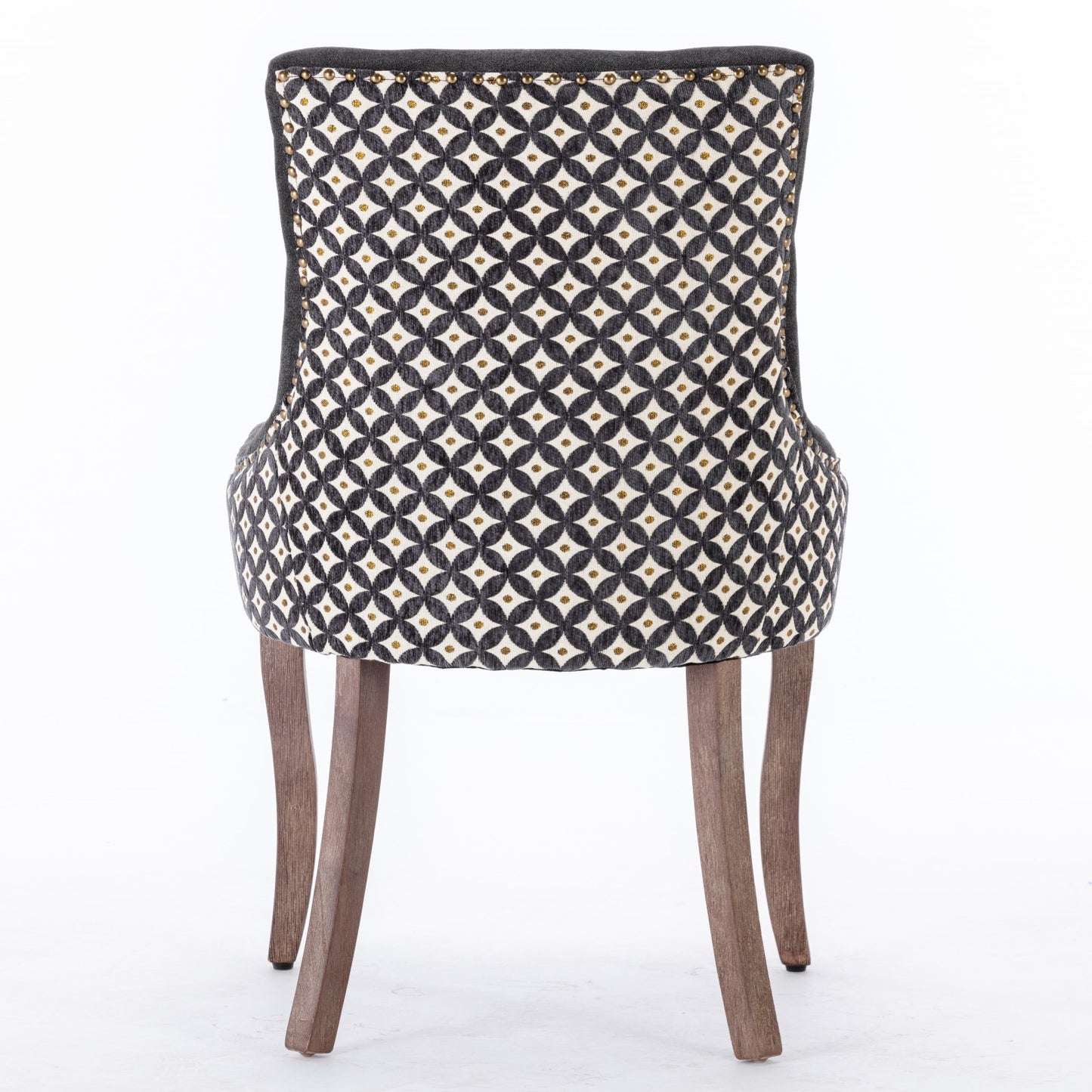 A&A Furniture, Ultra Side Dining Chair, Thickened fabric chairs with neutrally toned solid wood legs, Bronze nail head, Set of 2, Blue image 7