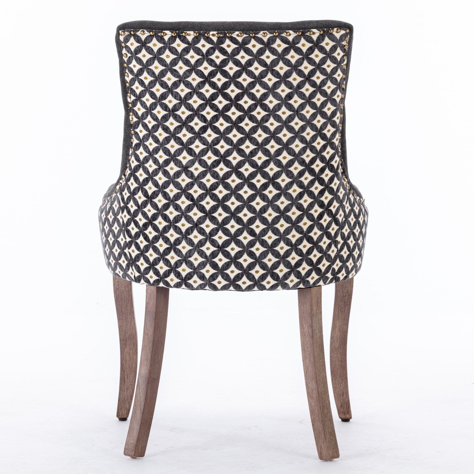 A&A Furniture, Ultra Side Dining Chair, Thickened fabric chairs with neutrally toned solid wood legs, Bronze nail head, Set of 2, Blue image 7