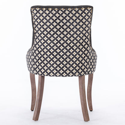 A&A Furniture, Ultra Side Dining Chair, Thickened fabric chairs with neutrally toned solid wood legs, Bronze nail head, Set of 2, Blue image 7