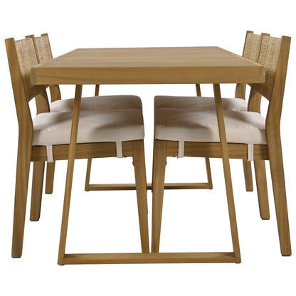 U_Style Multi-person Outdoor Acacia Wood Dining Table and Chair Set, Thick Cushions, Suitable for Balcony, Vourtyard, and Garden. image 9