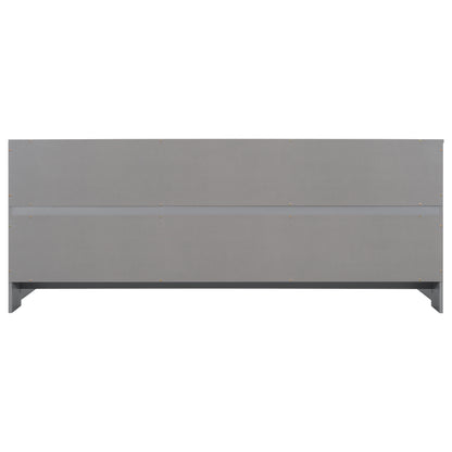 Full Floor Bed with Side Bookcase,Shelves,Guardrails,Grey image 6