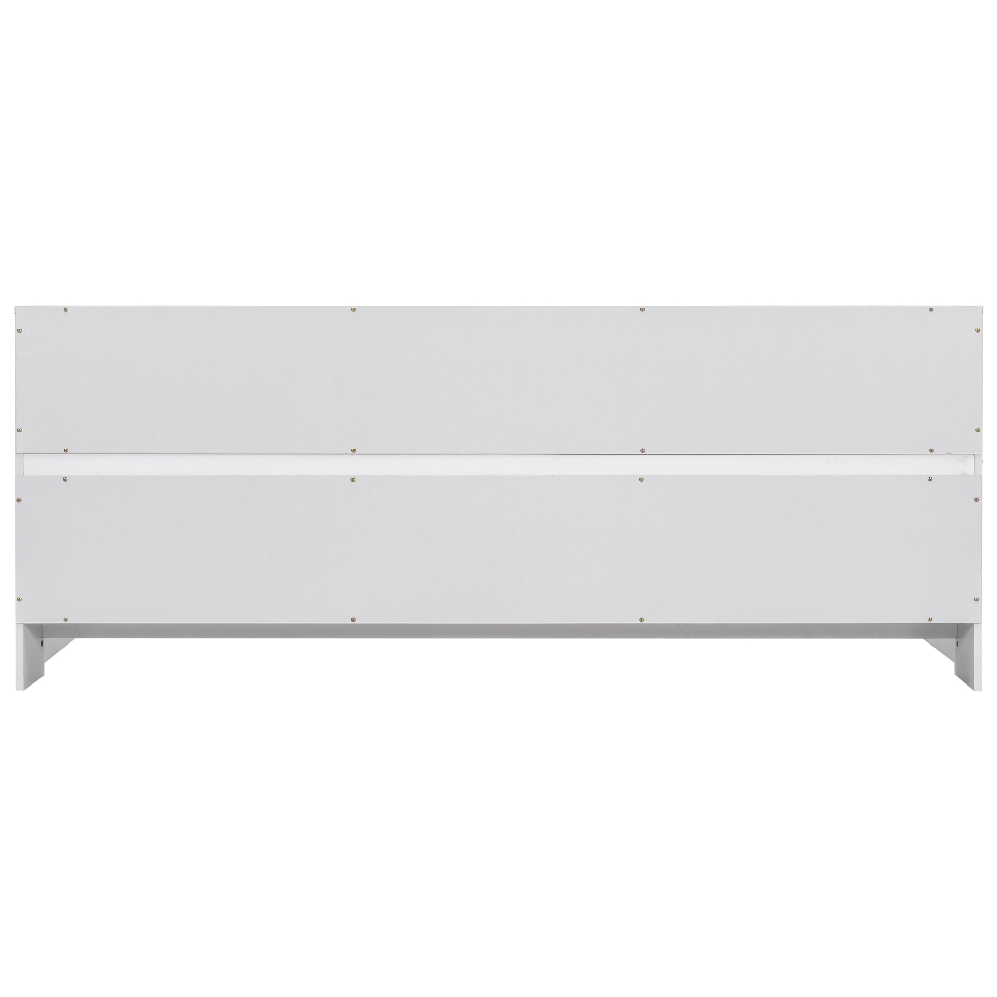 Full Floor Bed with Side Bookcase,Shelves,Guardrails,White image 8