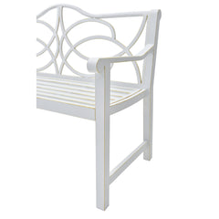 Outdoor Garden Patio Bench,Iron Metal Steel Frame Park Bench with Backrest and Armrest, Slatted Seat for Park, Yard & Porch, Balcony, Accommodates 2-3 People,White