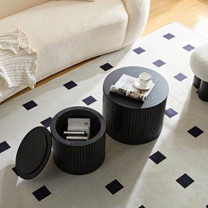Nested table set 2 pieces, MDF coffee table set Living room/lounge area, black image 1