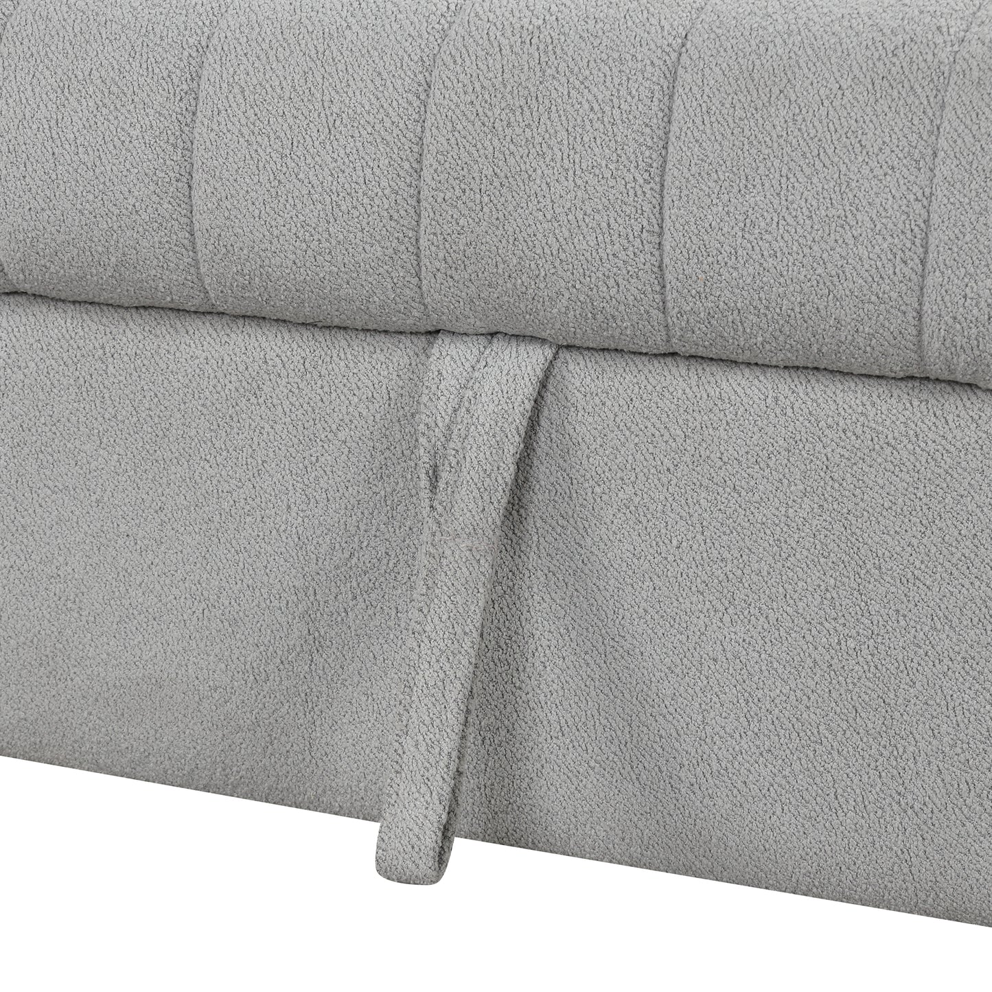 82.6" L-shaped Sectional Pull Out Sofa Bed Sleeper Sofa with Two USB Ports, Two Power Sockets and a Movable Storage Ottoman, Gray image 6