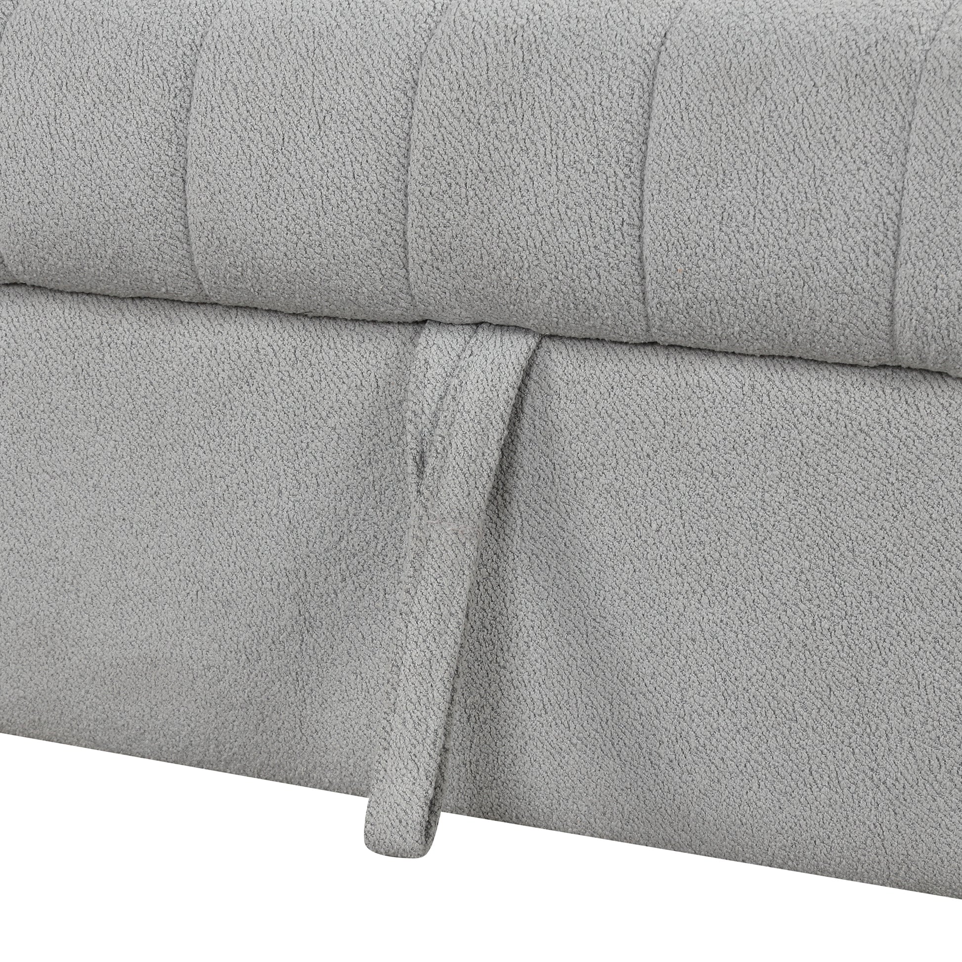 82.6" L-shaped Sectional Pull Out Sofa Bed Sleeper Sofa with Two USB Ports, Two Power Sockets and a Movable Storage Ottoman, Gray image 6