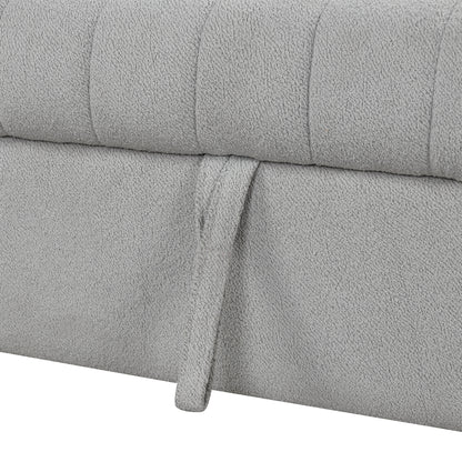 82.6" L-shaped Sectional Pull Out Sofa Bed Sleeper Sofa with Two USB Ports, Two Power Sockets and a Movable Storage Ottoman, Gray image 6