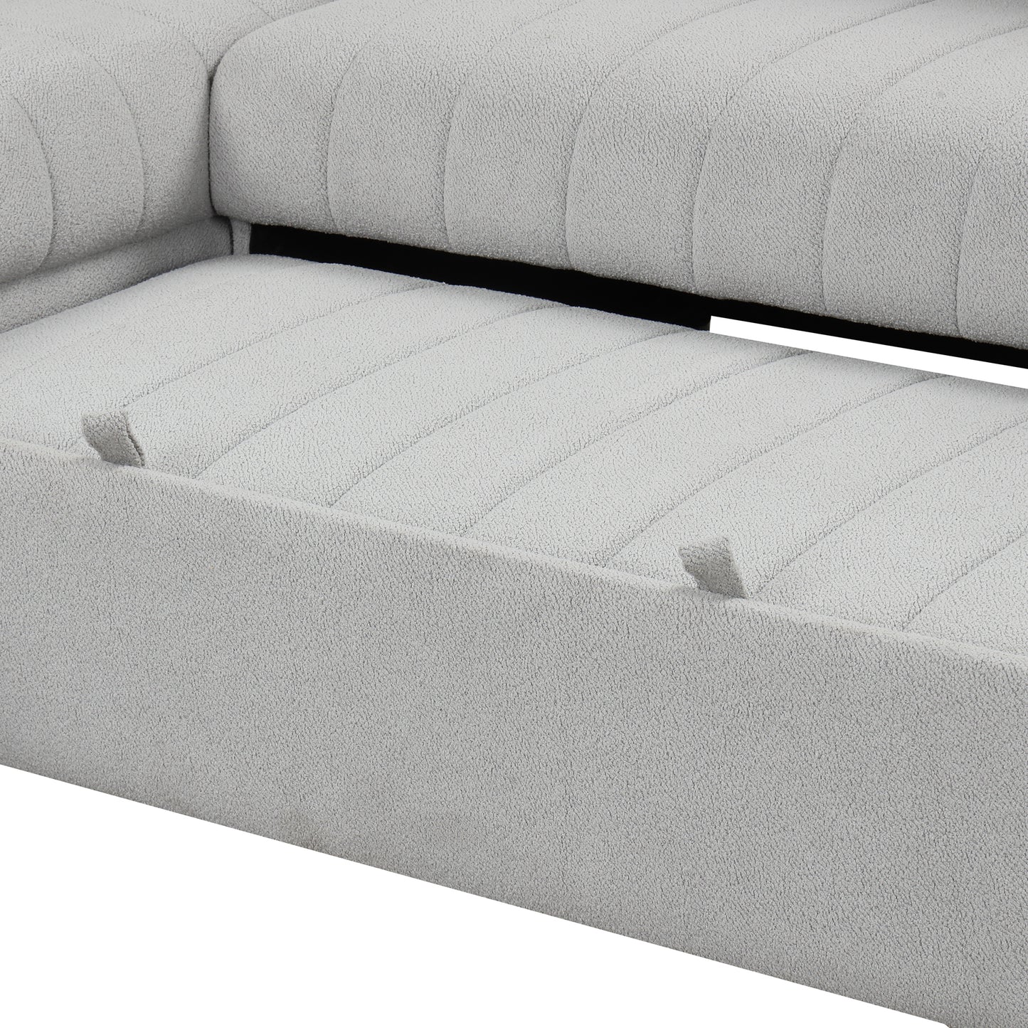 82.6" L-shaped Sectional Pull Out Sofa Bed Sleeper Sofa with Two USB Ports, Two Power Sockets and a Movable Storage Ottoman, Gray image 5