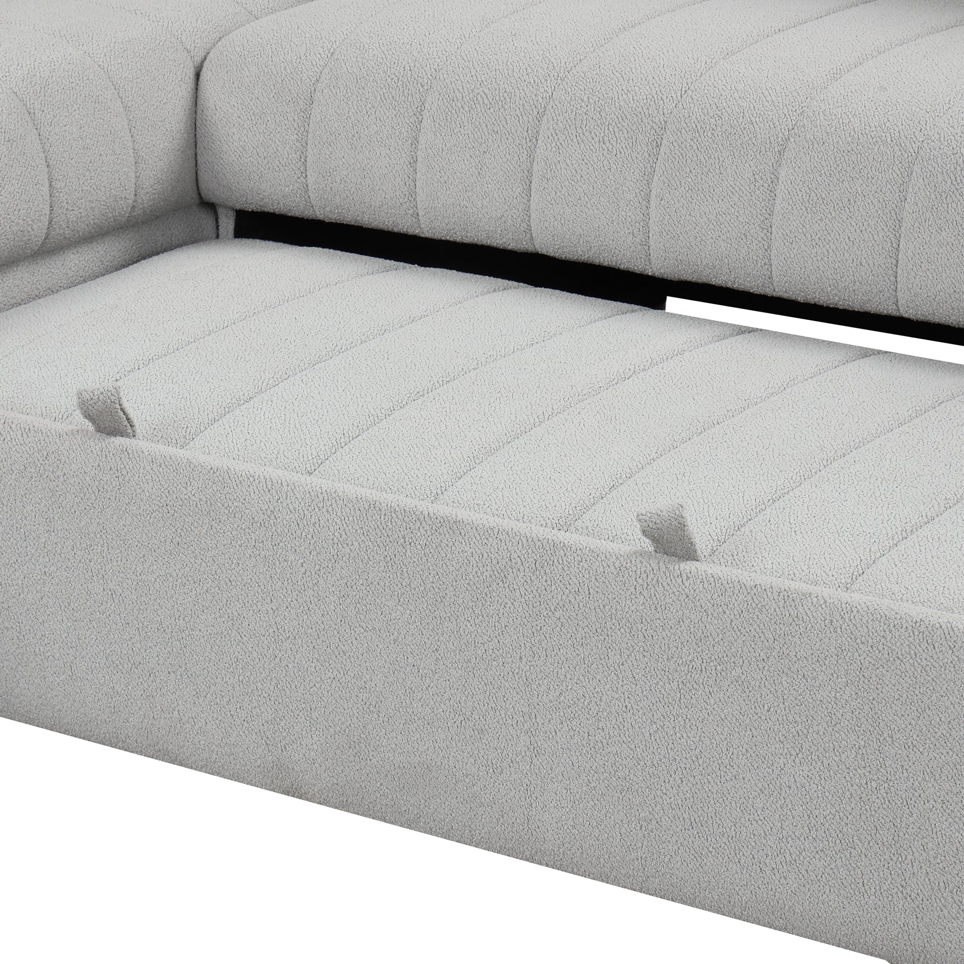 82.6" L-shaped Sectional Pull Out Sofa Bed Sleeper Sofa with Two USB Ports, Two Power Sockets and a Movable Storage Ottoman, Gray image 5