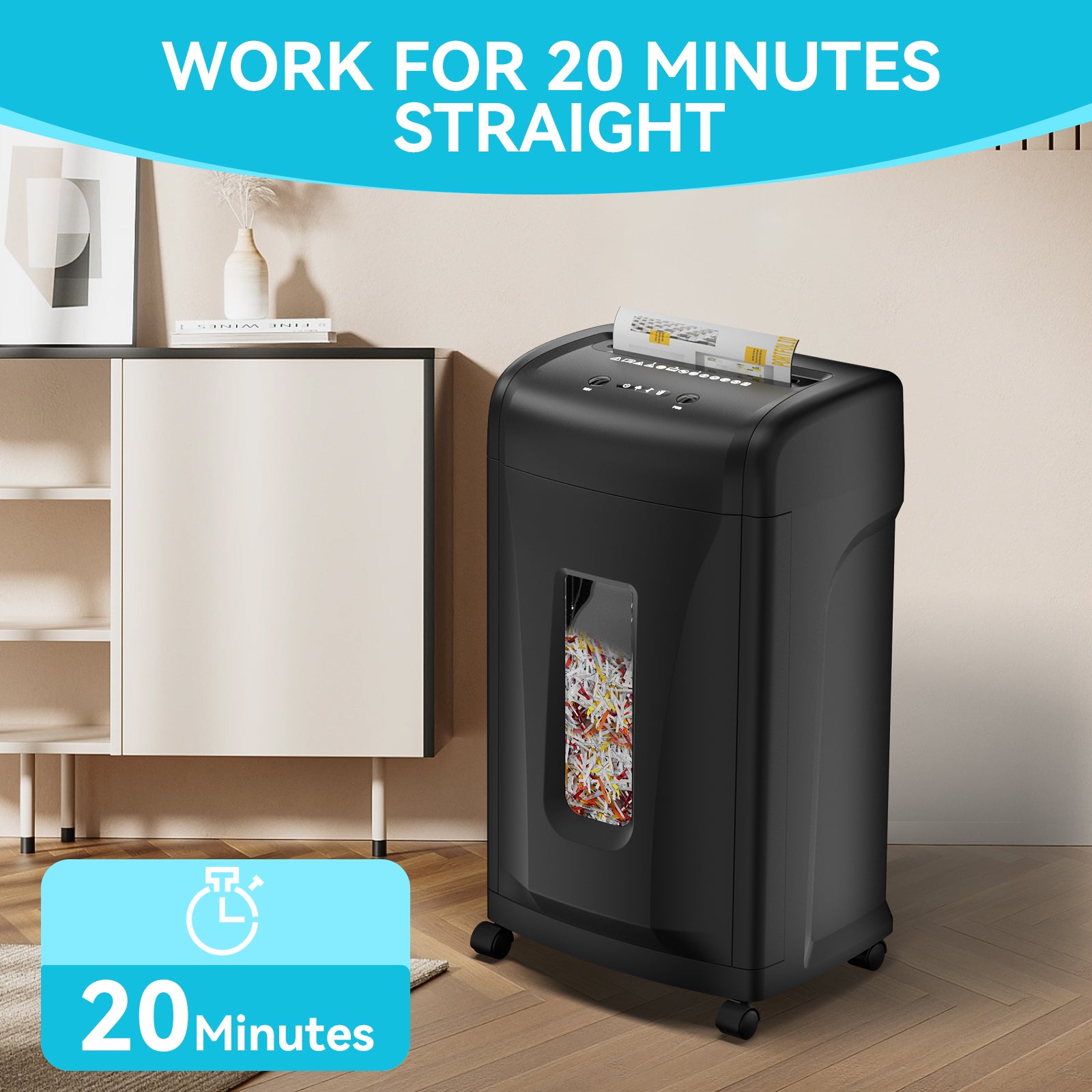 Large Commercial Heavy Duty 22-Sheet High Security Paper Shredder with 9.24 Gallons Pullout Waste Bin image 5