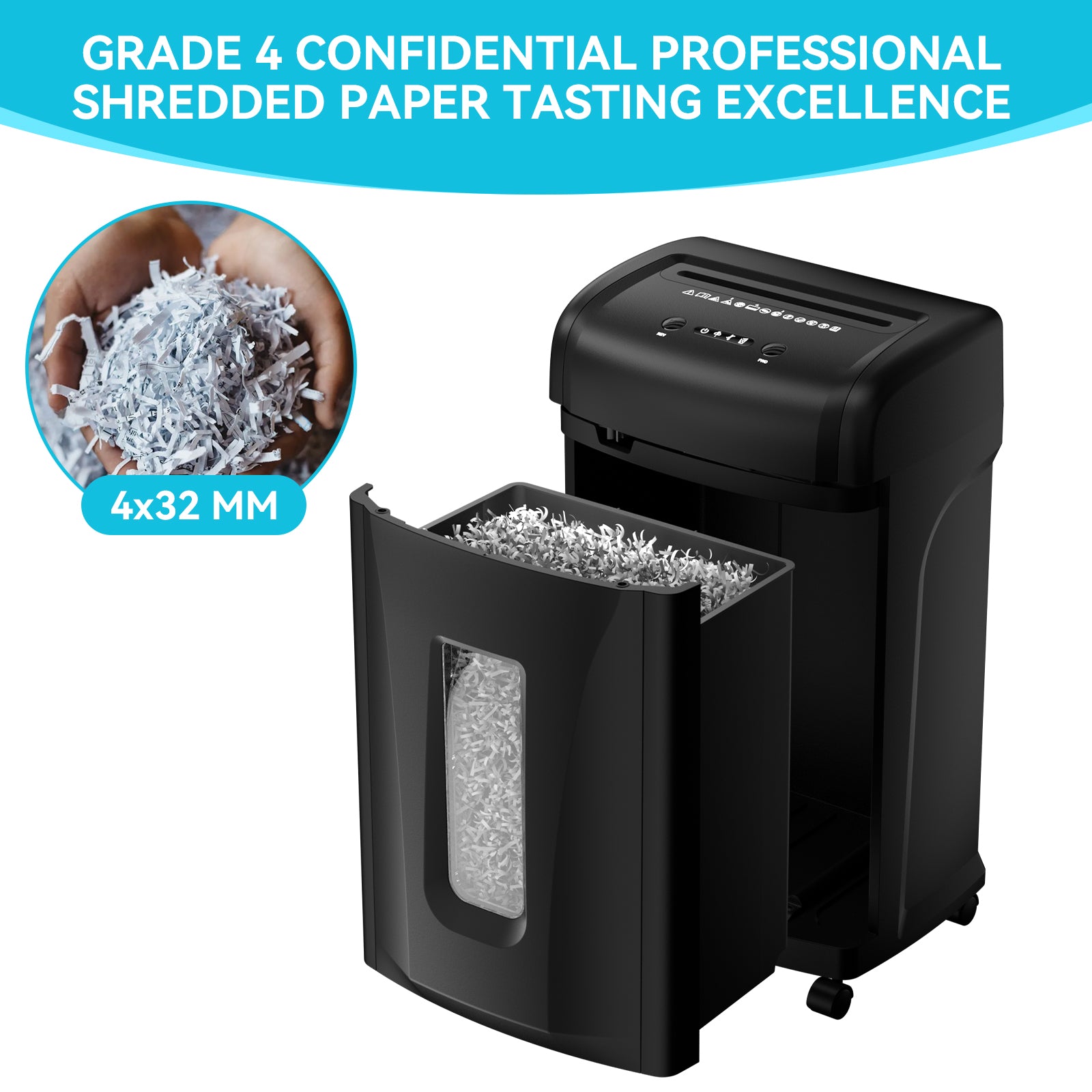 Large Commercial Heavy Duty 22-Sheet High Security Paper Shredder with 9.24 Gallons Pullout Waste Bin image 4
