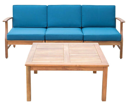 PERLA 3 SEATER SOFA AND TABLE SET, BLUE image 2