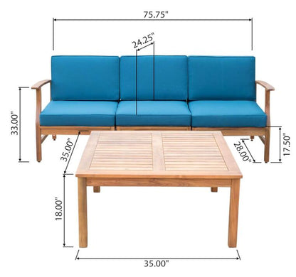 PERLA 3 SEATER SOFA AND TABLE SET, BLUE image 3