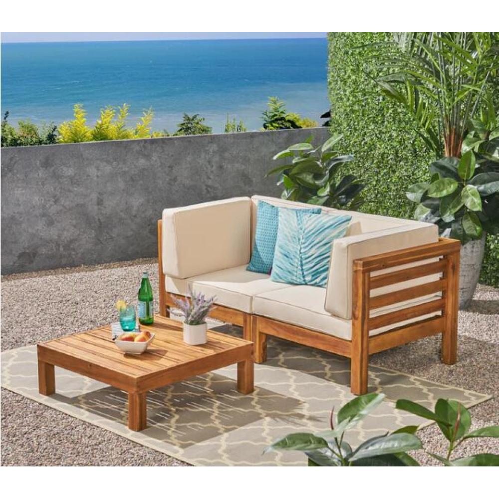 OANA  3-Piece LOVE SEAT SET WITH COFFEE TABLE, BEIGE