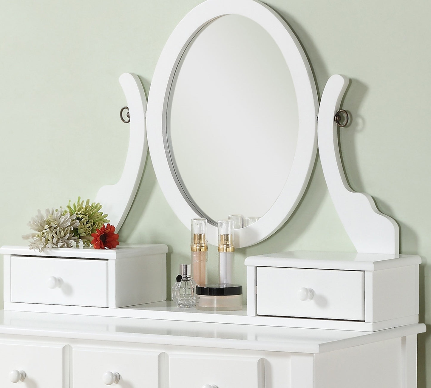 Ashley Wood Make-Up Vanity Table and Stool Set, White image 6