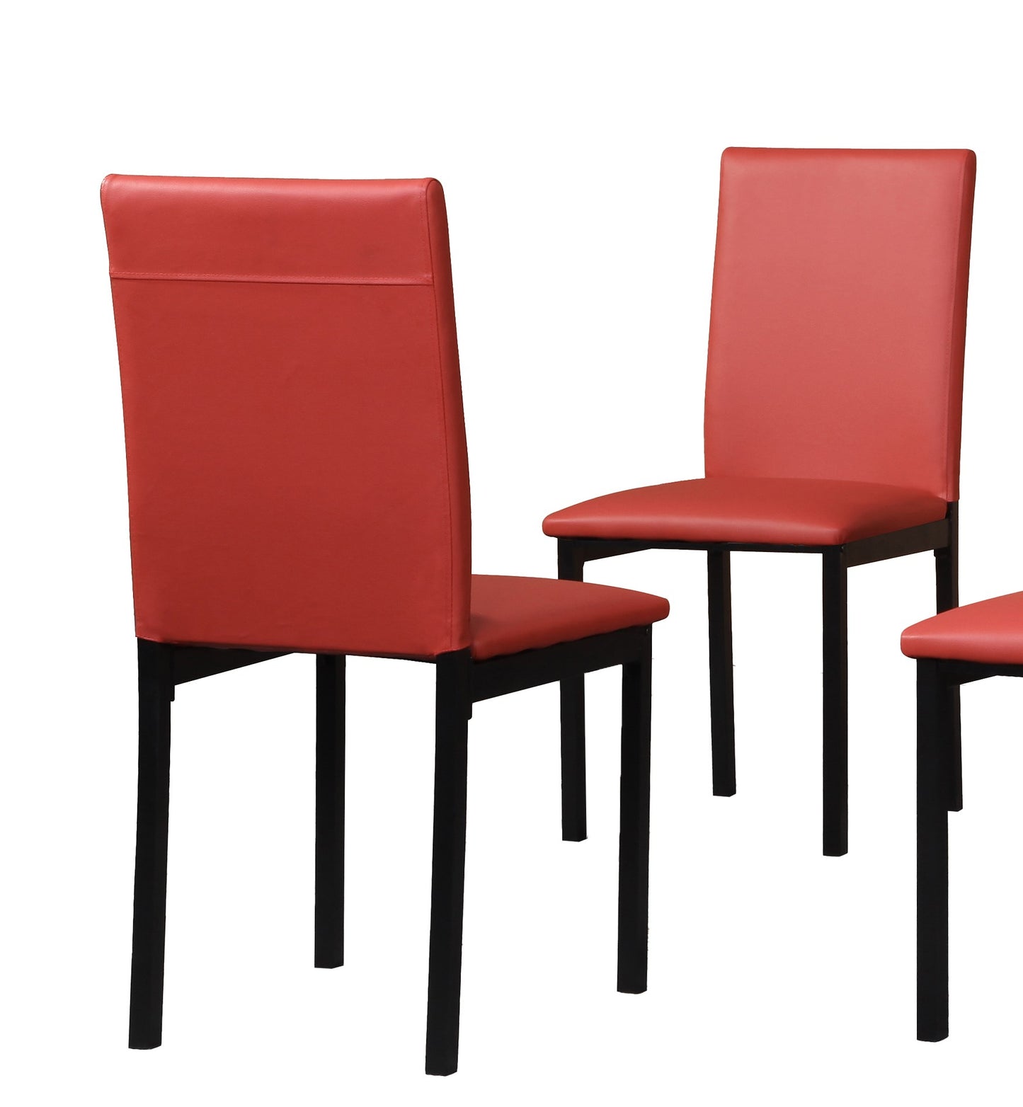 Noyes Faux Leather Seat Metal Frame Dining Chairs, Set of 4, Red image 5