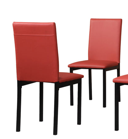 Noyes Faux Leather Seat Metal Frame Dining Chairs, Set of 4, Red image 5