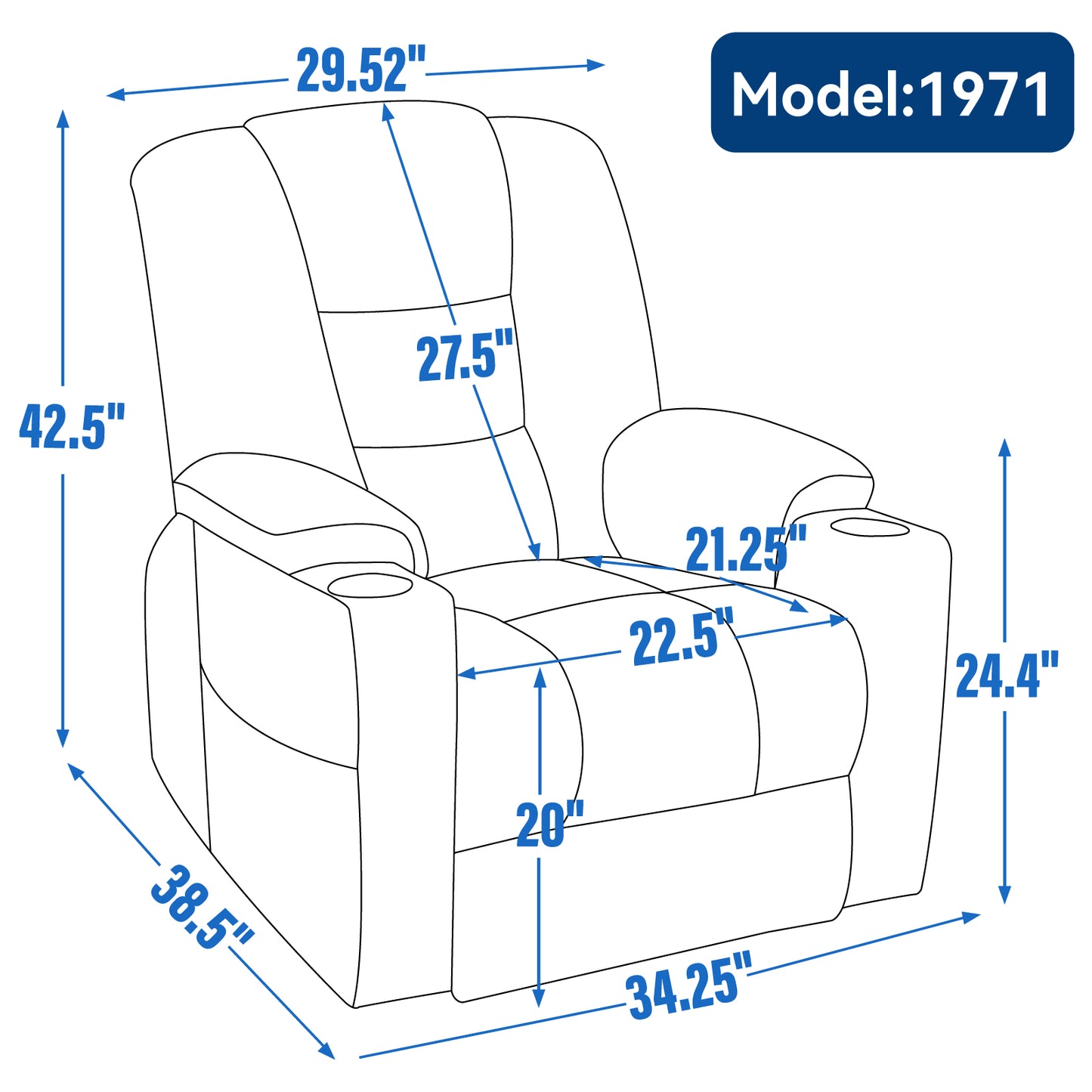EMON'S Large Power Lift Recliner Chair with Massage and Heat for Elderly, Overstuffed Wide Recliners, Heavy Duty Motion Mechanism with USB and Type C Ports, 2 Steel Cup Holders, Gray image 7