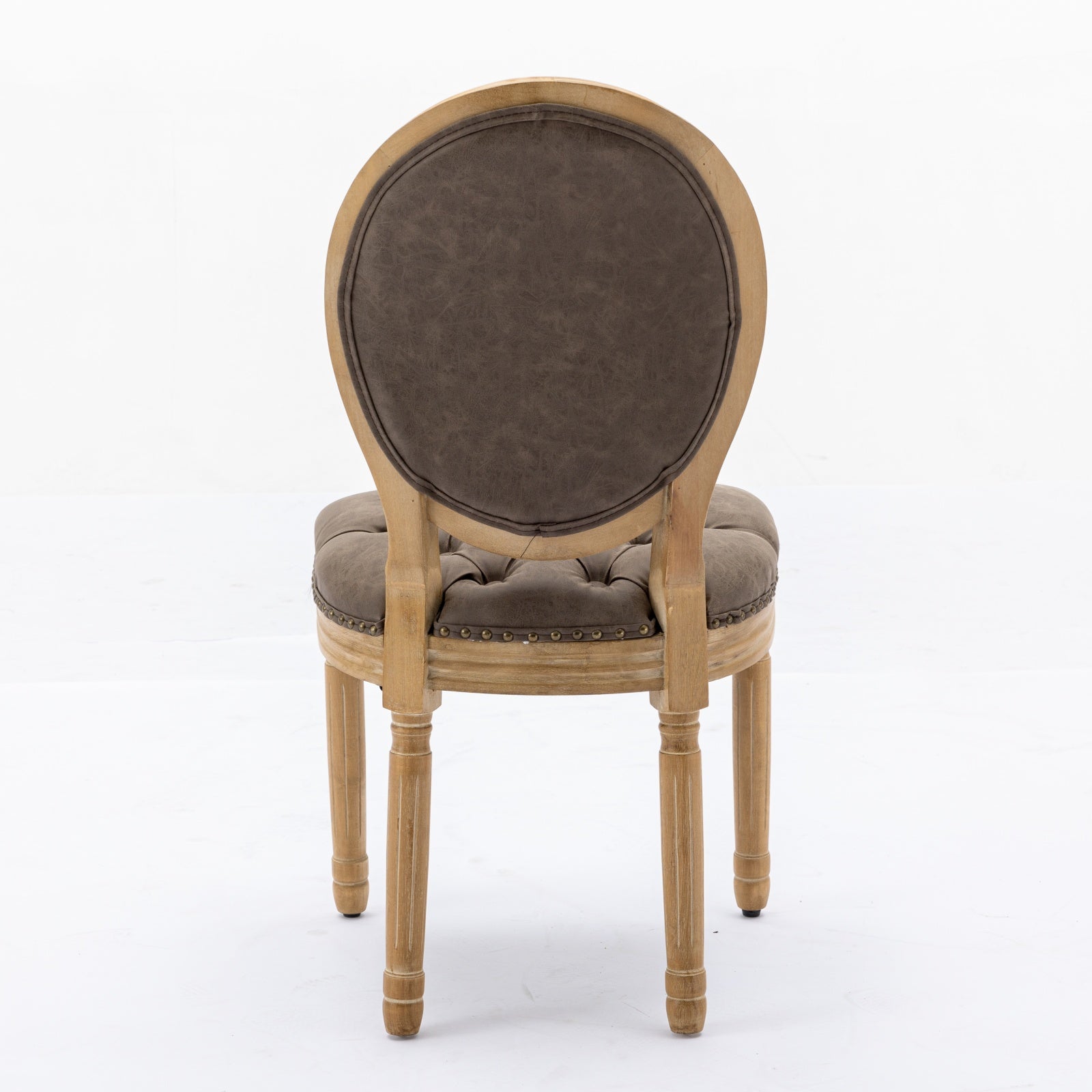 French Style Solid Wood Frame Antique Painting,Hand-pulled buckle decoration PU artificial leather Dining Chair with Nailhead Trim,Wood Legs,Density Foam,Steel Spring inner,Set of 2,Brown,SW1839BR image 7
